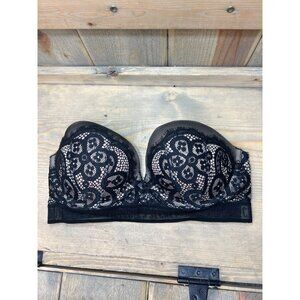 Victorias Secret Very Sexy Push-Up Strapless Lace Bra 32D Black Beige